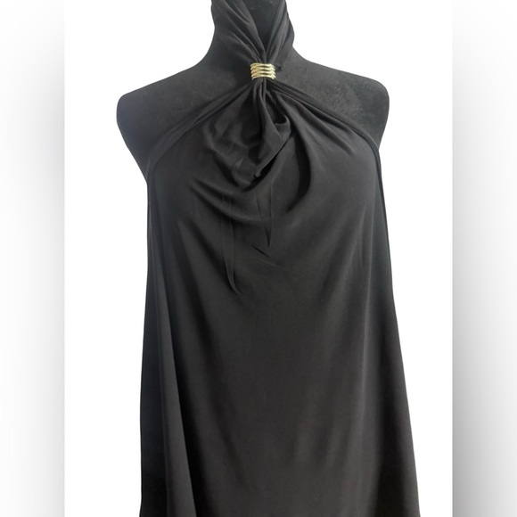NWOT NINE WEST Knot Front Black Halter Flowy Jersey Top Stretchy XL $48 - Picture 1 of 5
